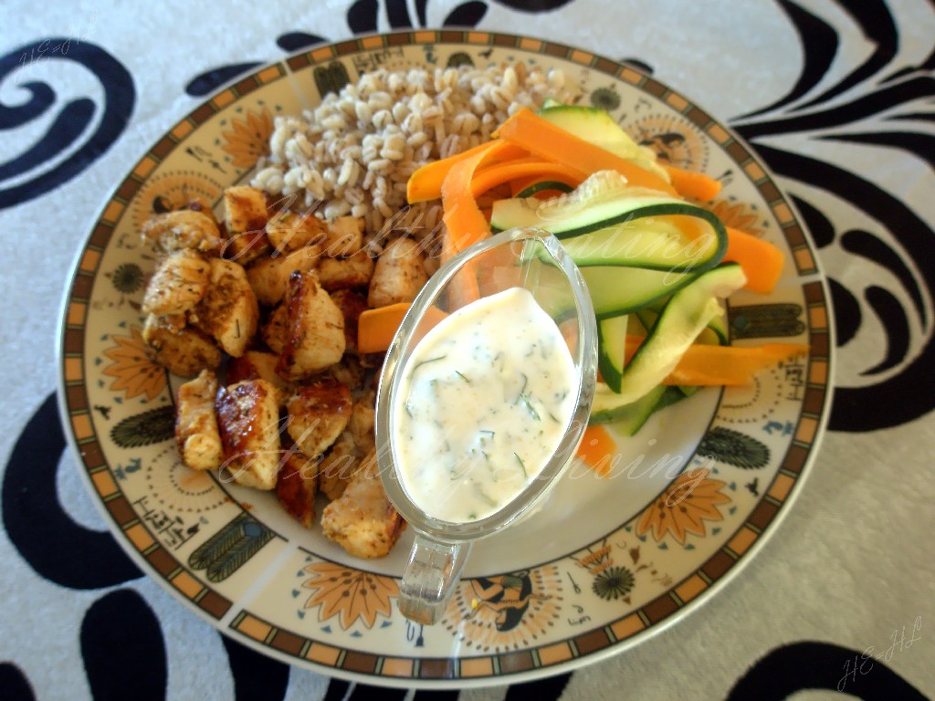 Gyros style chicken with dill sauce