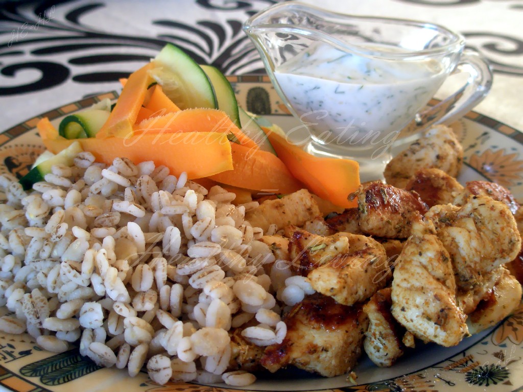 Gyros style chicken with dill sauce