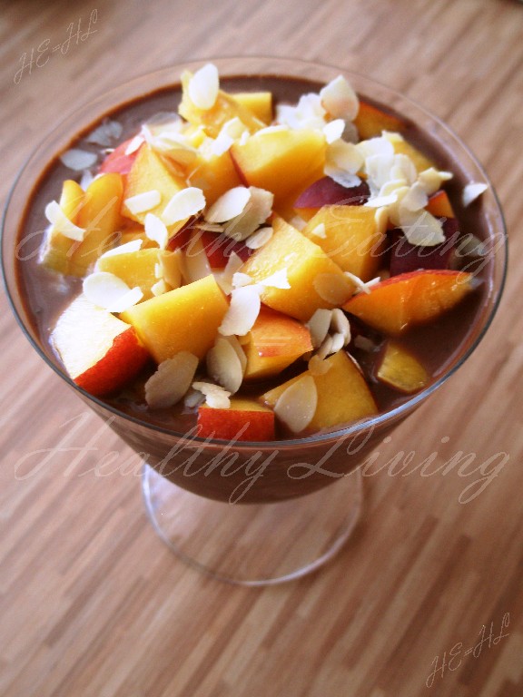 Cocoa dessert with nectarine