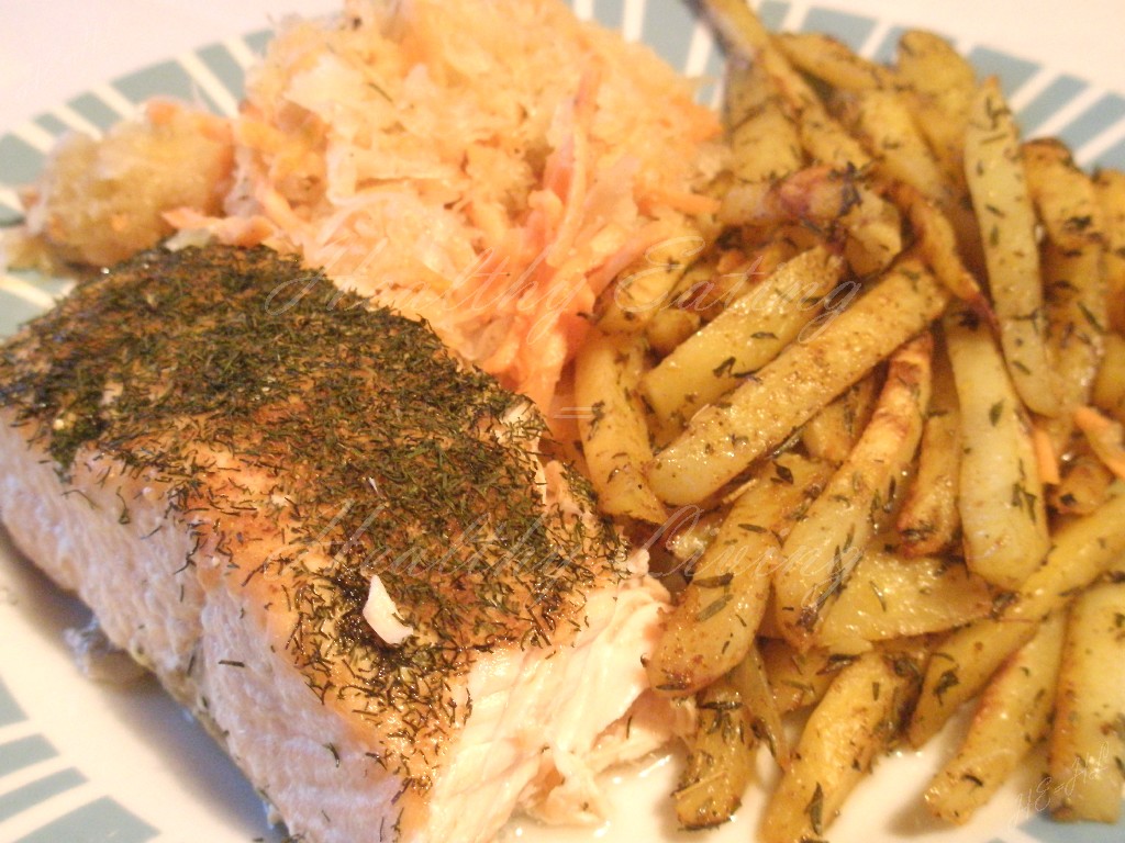 Salmon and baked potatoes