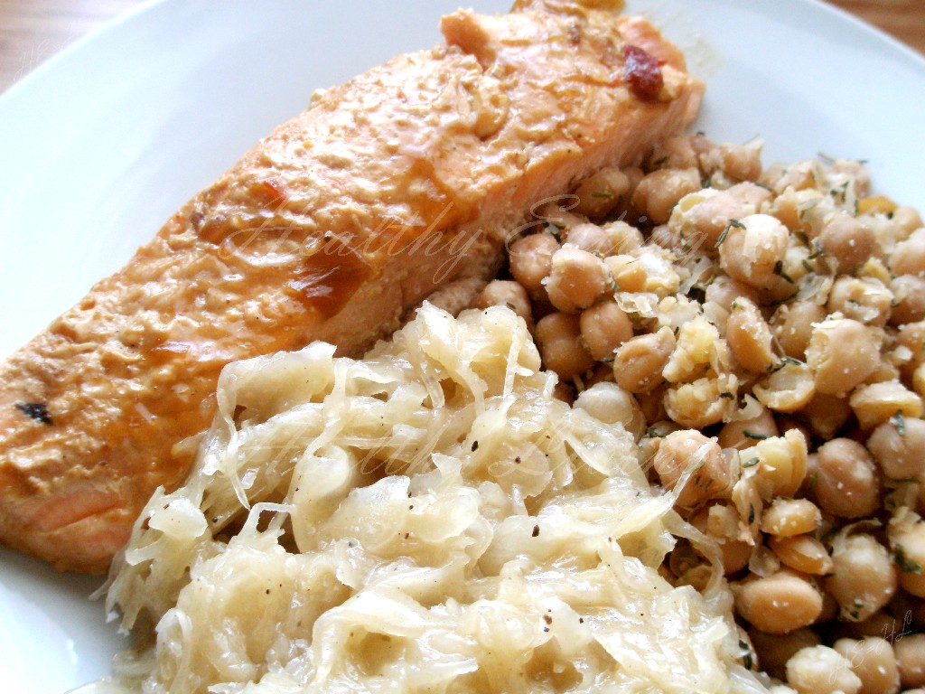 Teriyaki Salmon with aromatic chickpeas