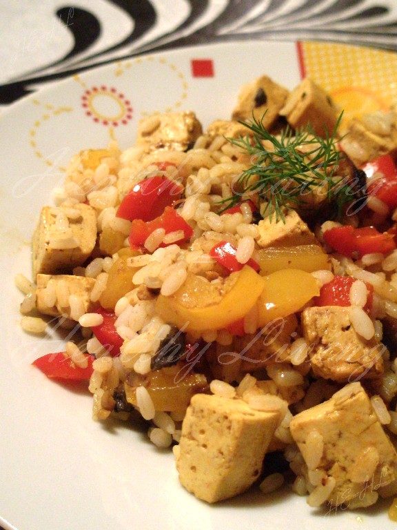 Risotto with marinated tofu