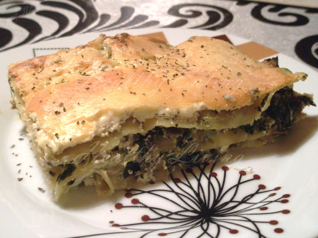 Lasagne with spinach and eggplant