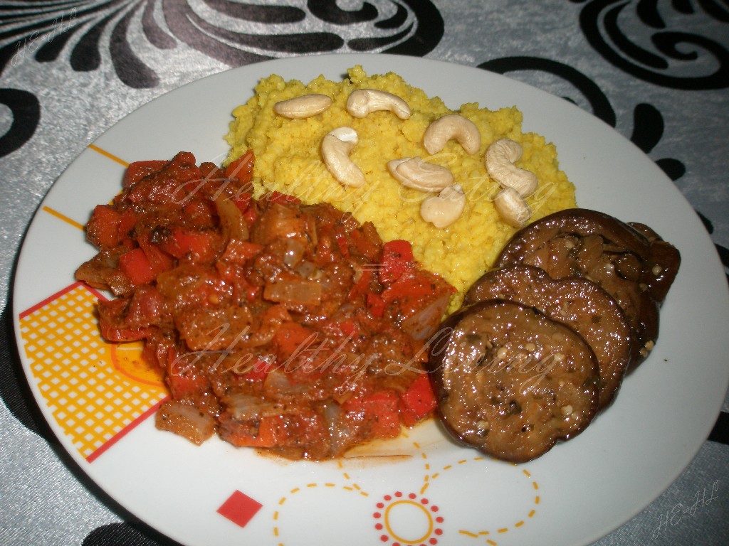 Grits millet with eggplant