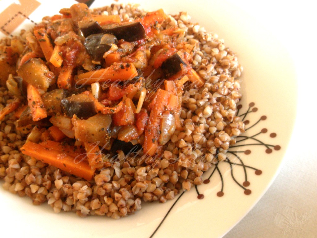 Eggplant with buckwheat, no meat