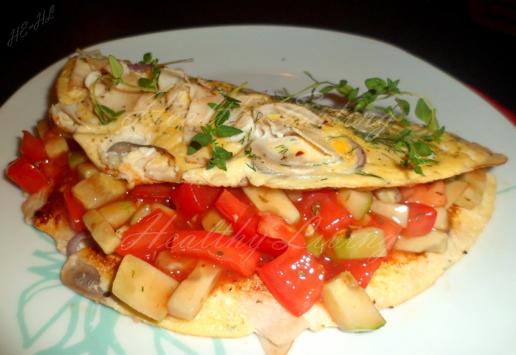 Omelette with vegetable salsa