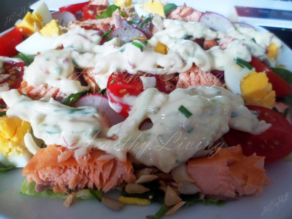 Spring salad with salmon