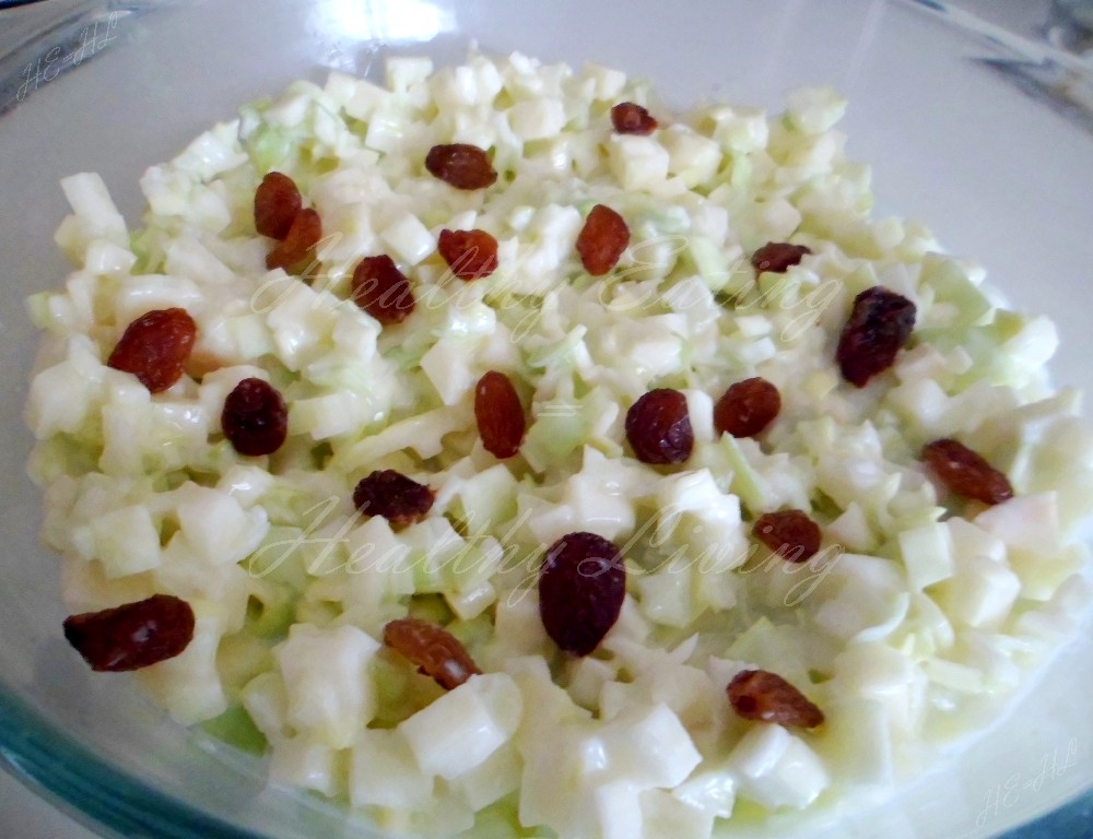 Leek salad with rasins