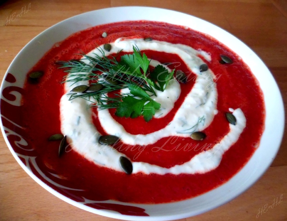 Beet soup with yogurt and horseradish