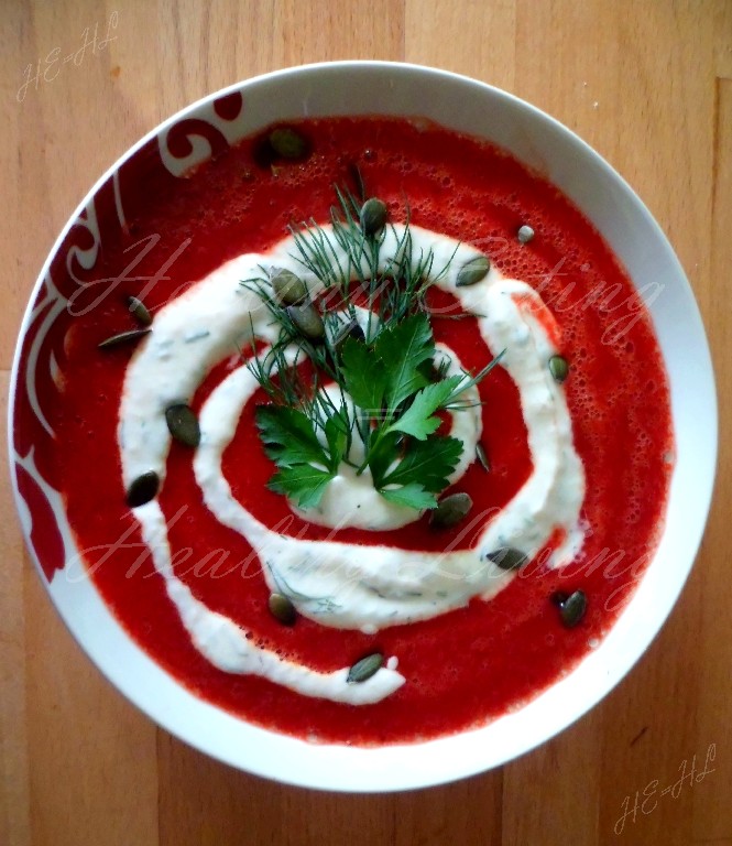 Beet soup with yogurt and horseradish