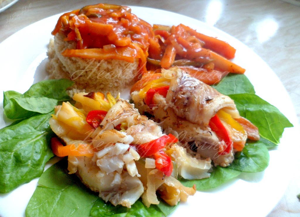 Cod rolls with vegetables