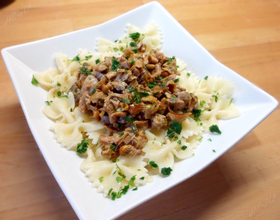 Farfalle with chanterelles