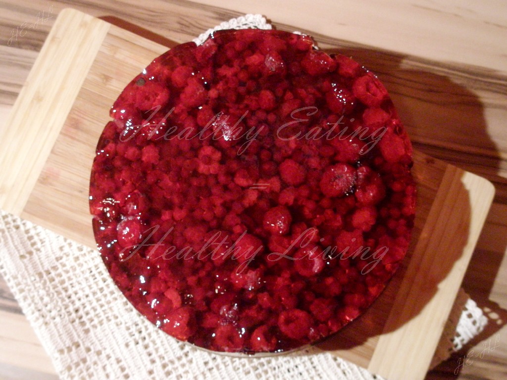 Fruit cake with jelly on a gluten-free sponge