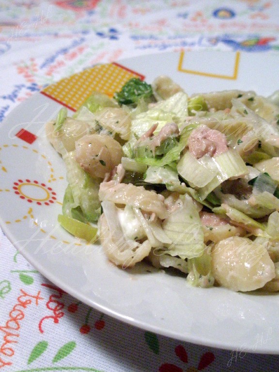 Leek-tuna salad with pasta