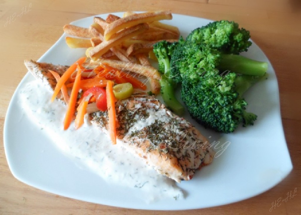 Dill salmon with vegetables