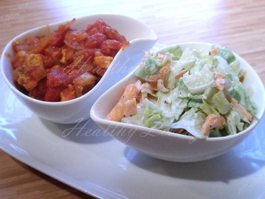 Curry salmon with a light salad