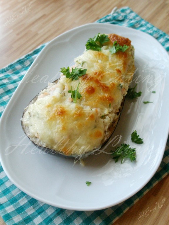 Eggplant stuffed with salmon and ricotta cheese