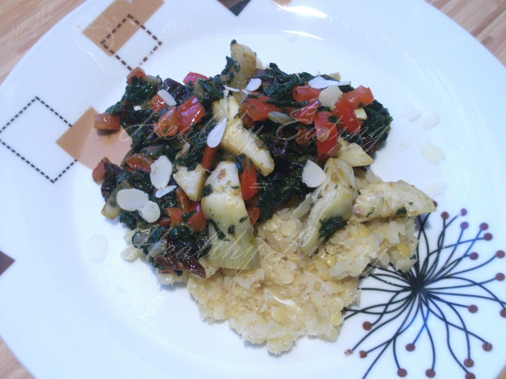 Red lentil with spinach