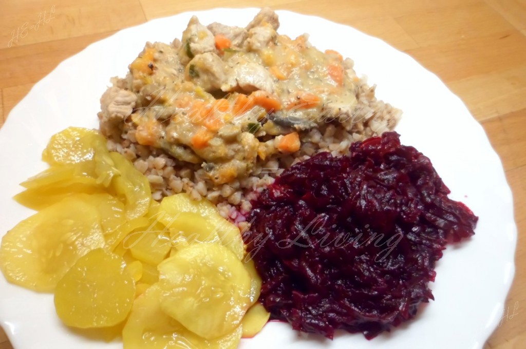 Horseradish-mustard stew with buckwheat groats