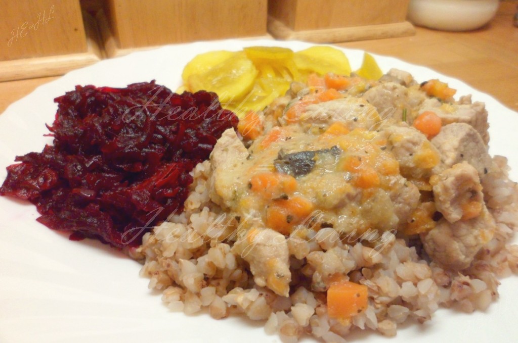 Horseradish-mustard stew with buckwheat groats