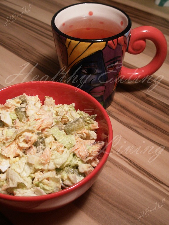 Salad with napa cabbage and salmon