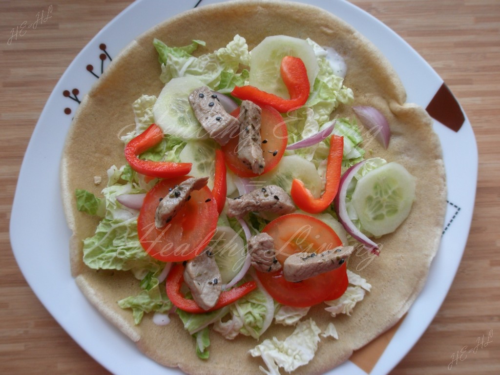 Spelt pancakes with vegetables