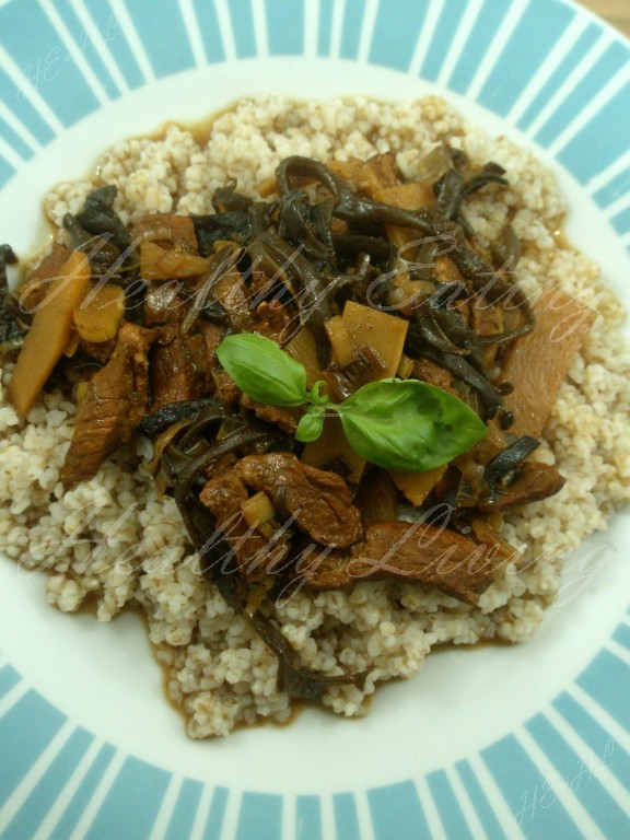 Delicate tenderloins with barley groats